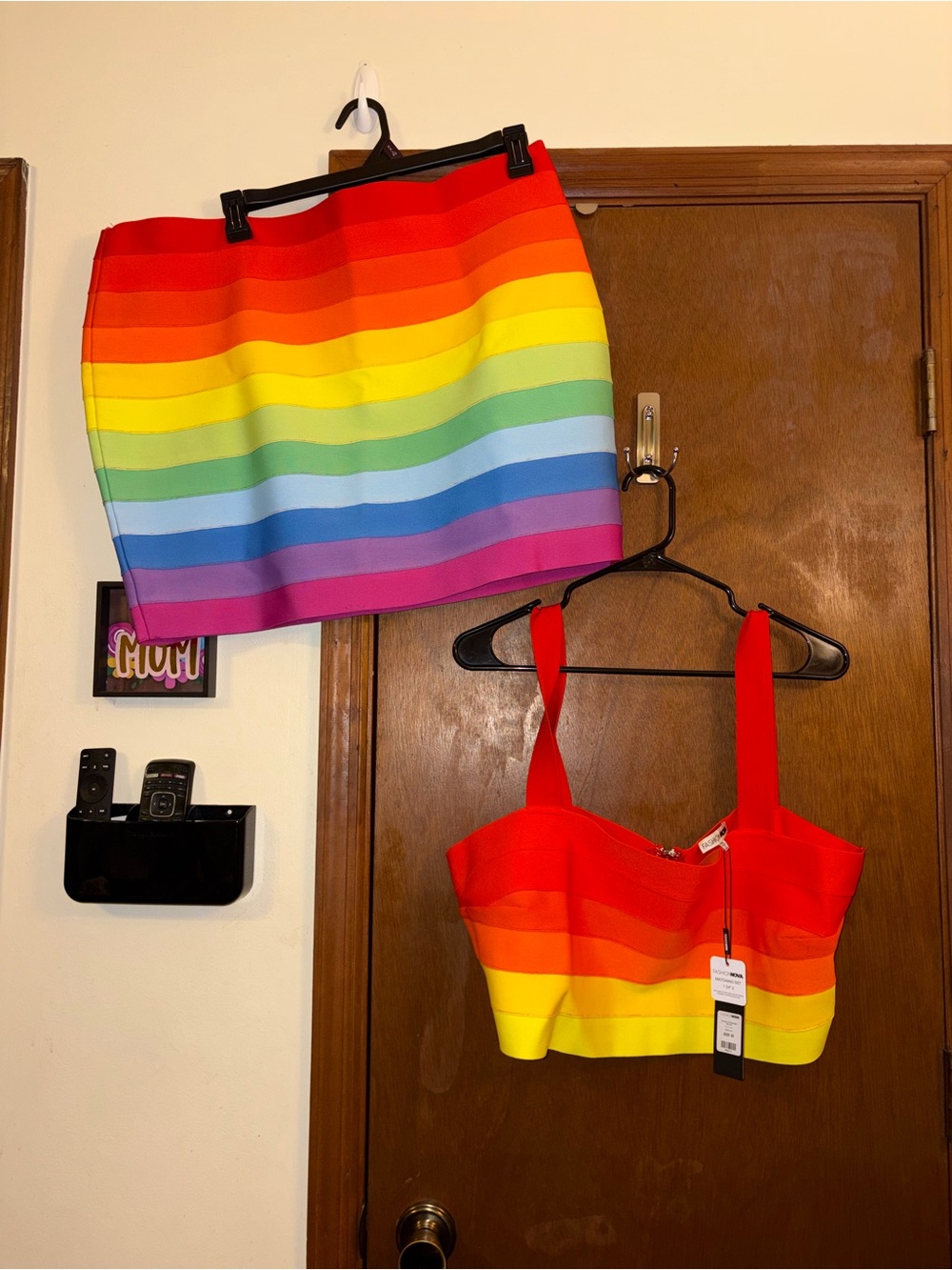 Fashion Nova Rainbow Bandage Skirt Set - Red to Purple - Picture 3 of 11